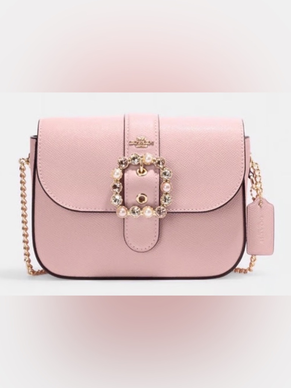 Coach Gemma Crossbody With Jeweled Buckle Gold/Powder Pink Multi (Like New)